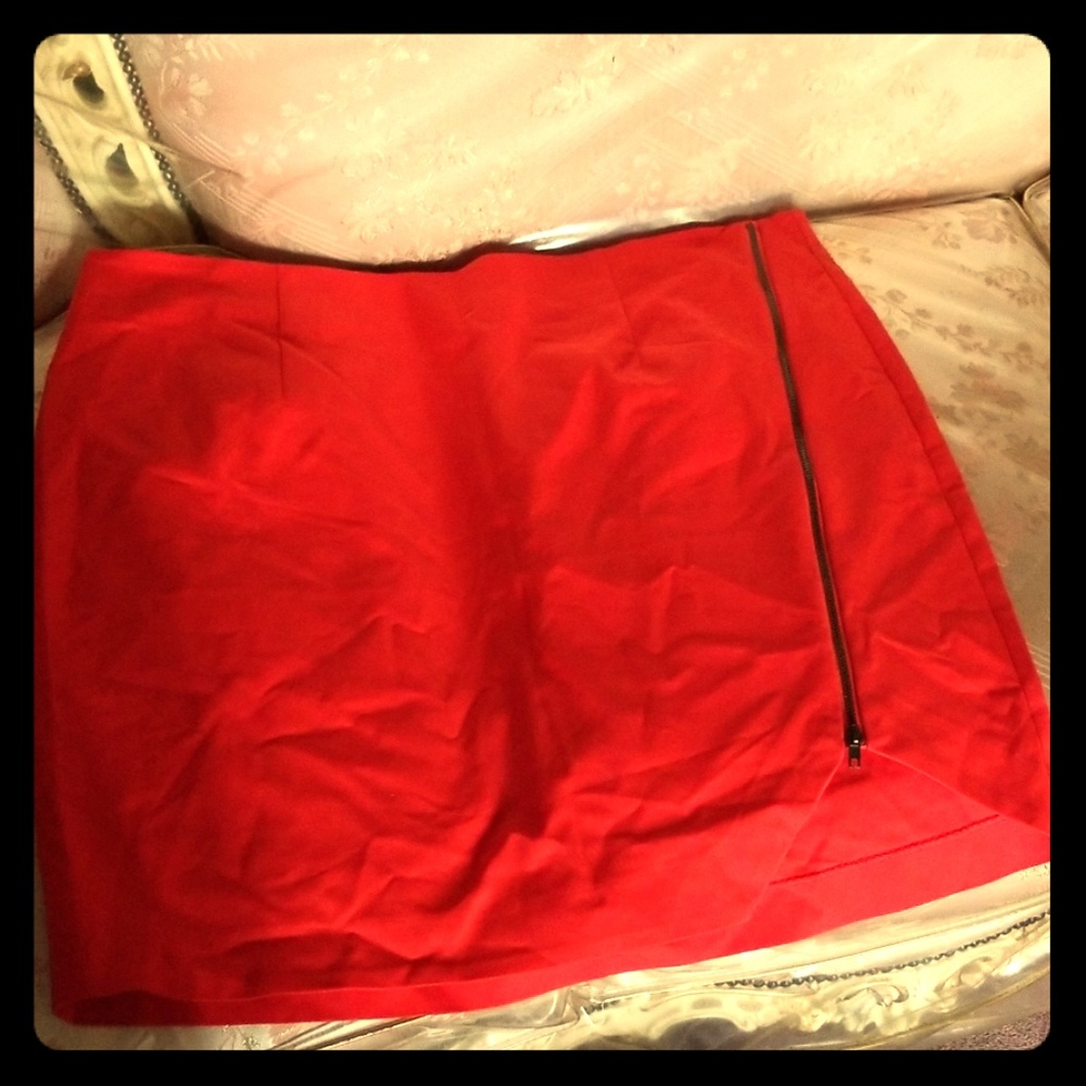 Vibrant  knee length side zipper skirt